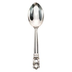 Georg Jensen Denmark Sterling Silver Acorn Dessert or Oval Soup Spoon