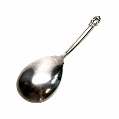 Georg Jensen Denmark Sterling Silver Acorn Medium Serving Spoon