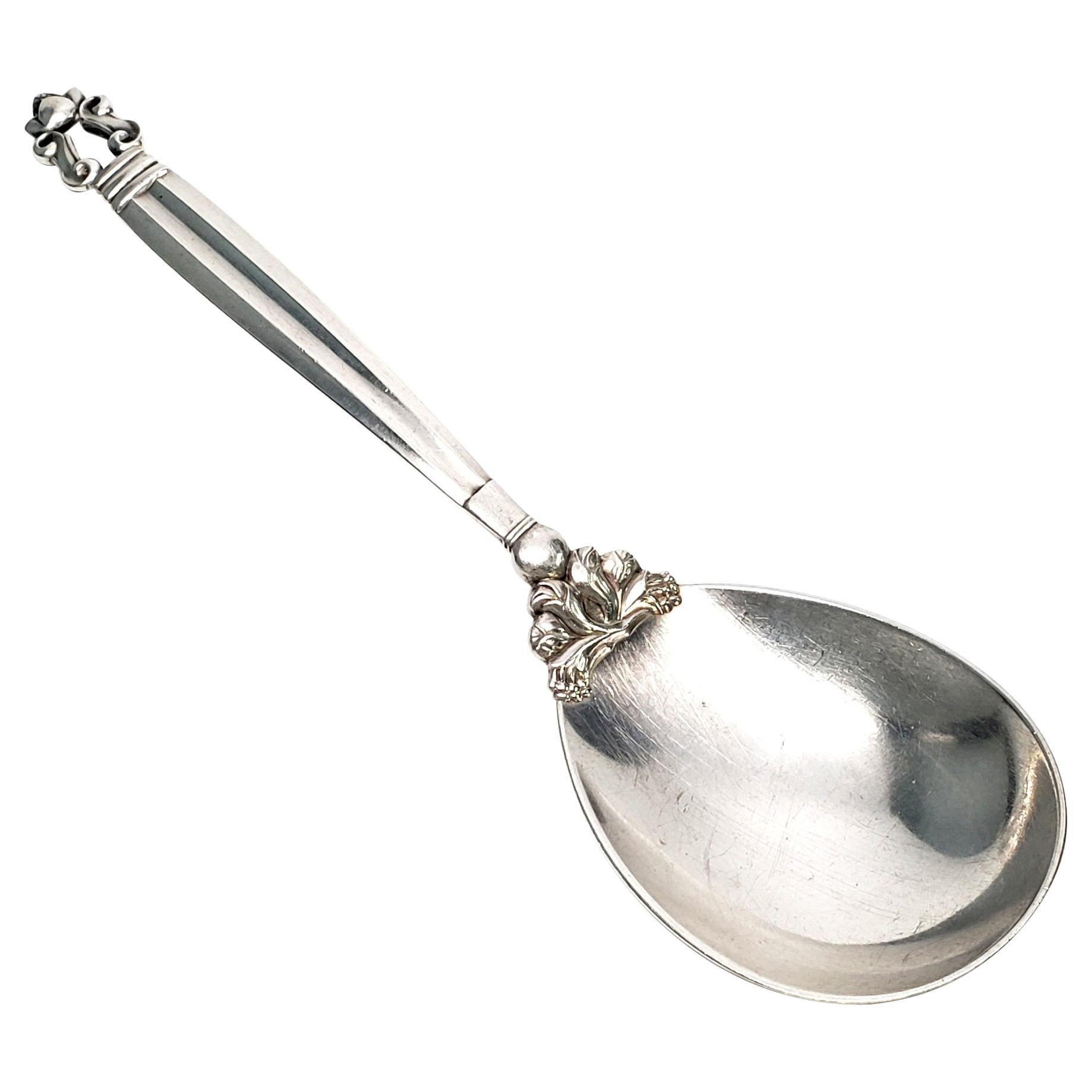 Georg Jensen Denmark Sterling Silver Acorn Medium Serving Spoon