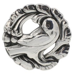 Georg Jensen Denmark Sterling Silver Circle Bird Pin Brooch