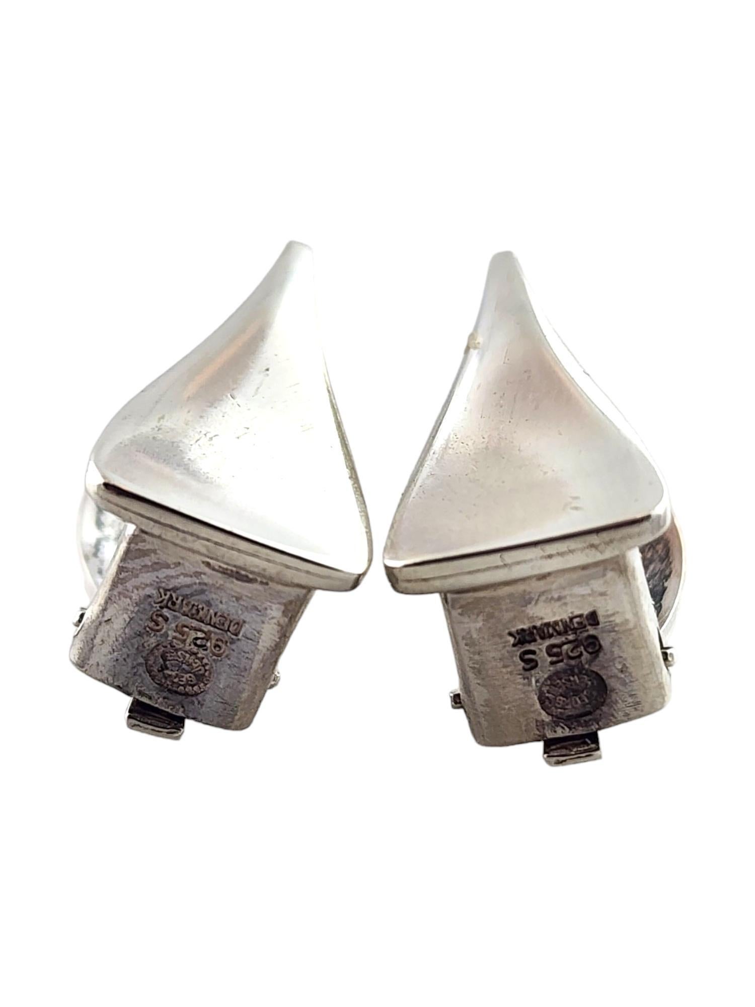 Georg Jensen Denmark Sterling Silver Clip on Earrings 116A  #18315 In Good Condition For Sale In Washington Depot, CT