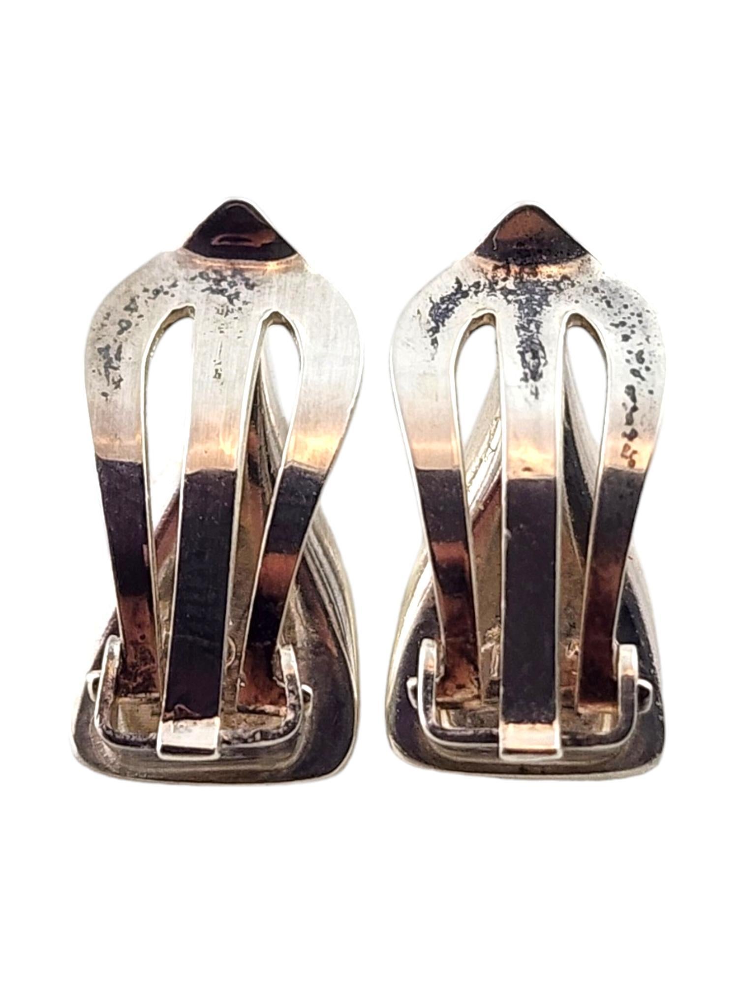 Georg Jensen Denmark Sterling Silver Clip on Earrings 116A  #18315 For Sale 1