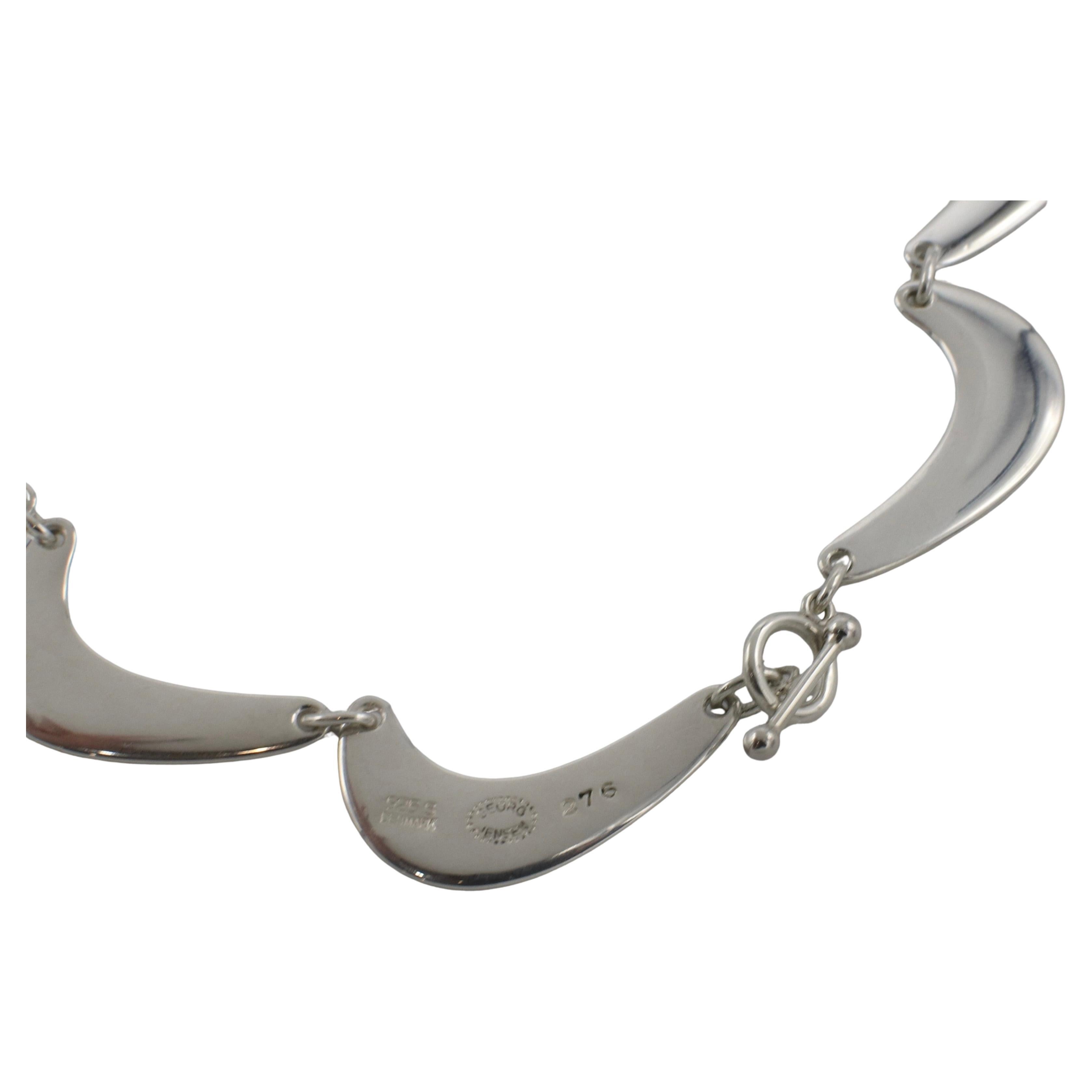 Modernist Georg Jensen Denmark Sterling Silver Nanna Ditzel 276 Necklace Station Necklace For Sale