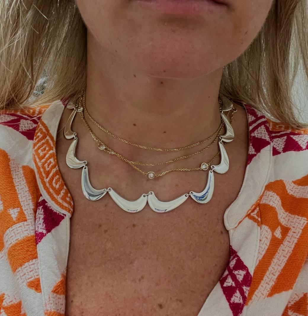 Georg Jensen Denmark Sterling Silver Nanna Ditzel 276 Necklace Station Necklace In Excellent Condition For Sale In  Baltimore, MD