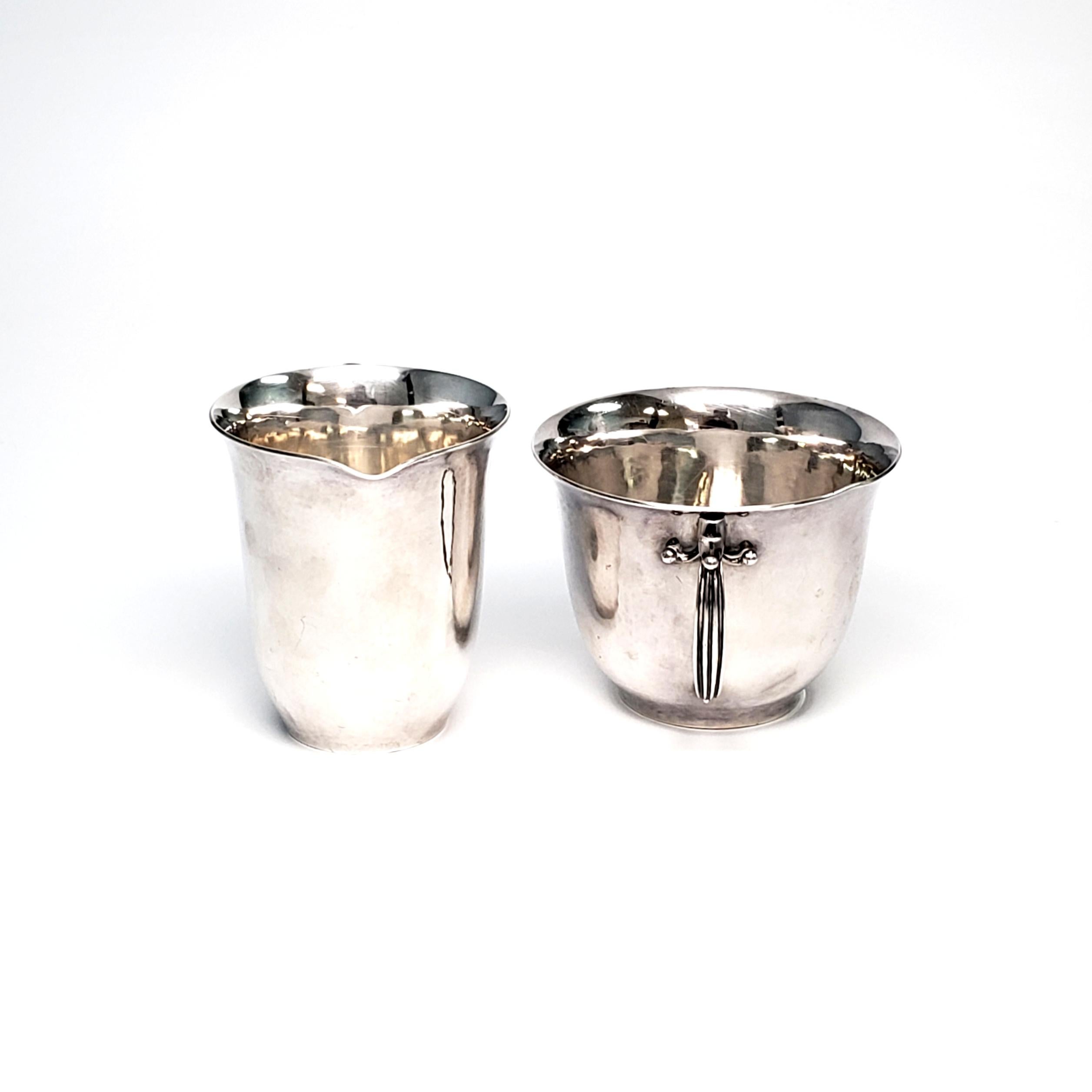 Georg Jensen Denmark Sterling Silver Open Creamer and Sugar Bowl In Good Condition In Washington Depot, CT