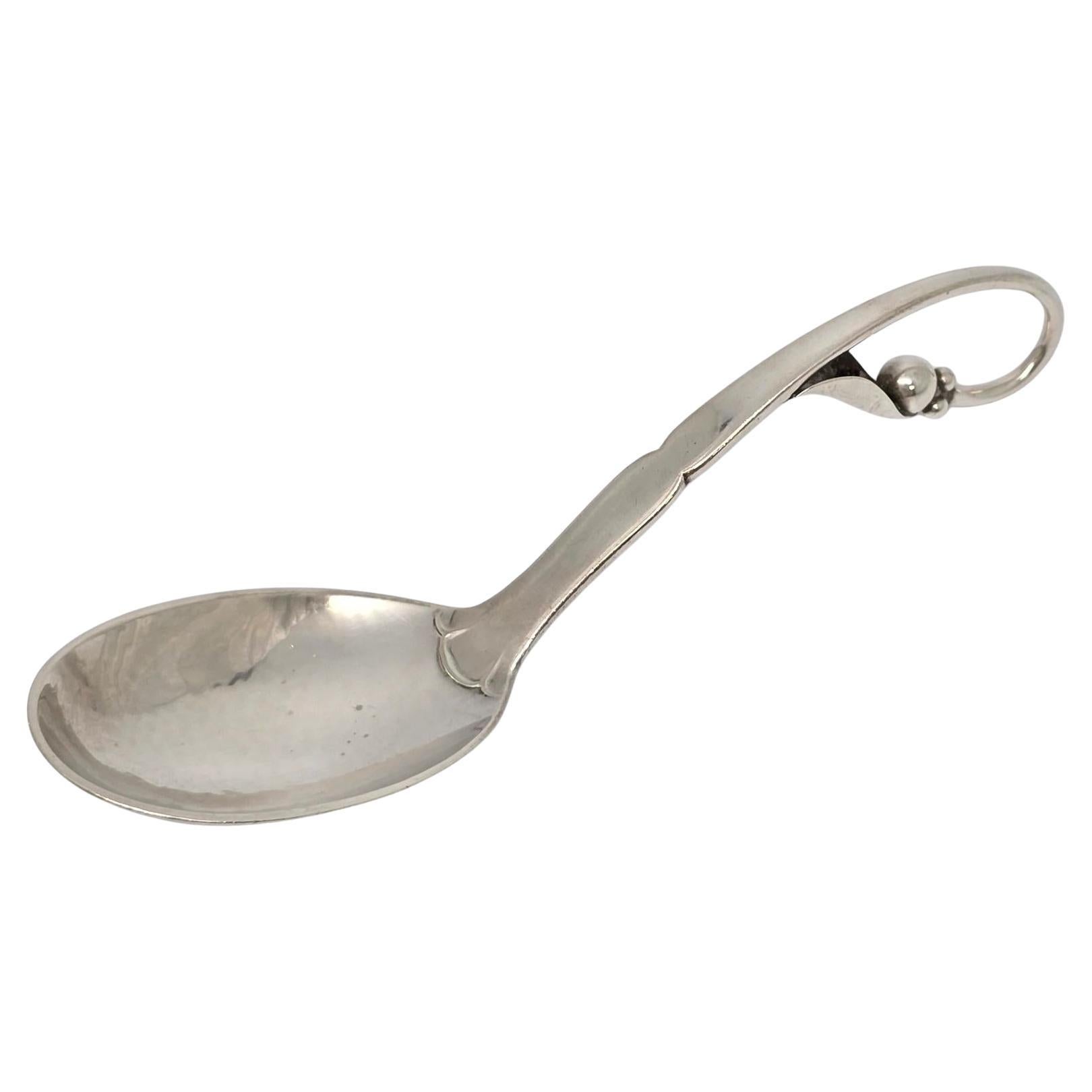 Georg Jensen Denmark Sterling Silver Ornamental 21 Curved Handle Jam Spoon 21188