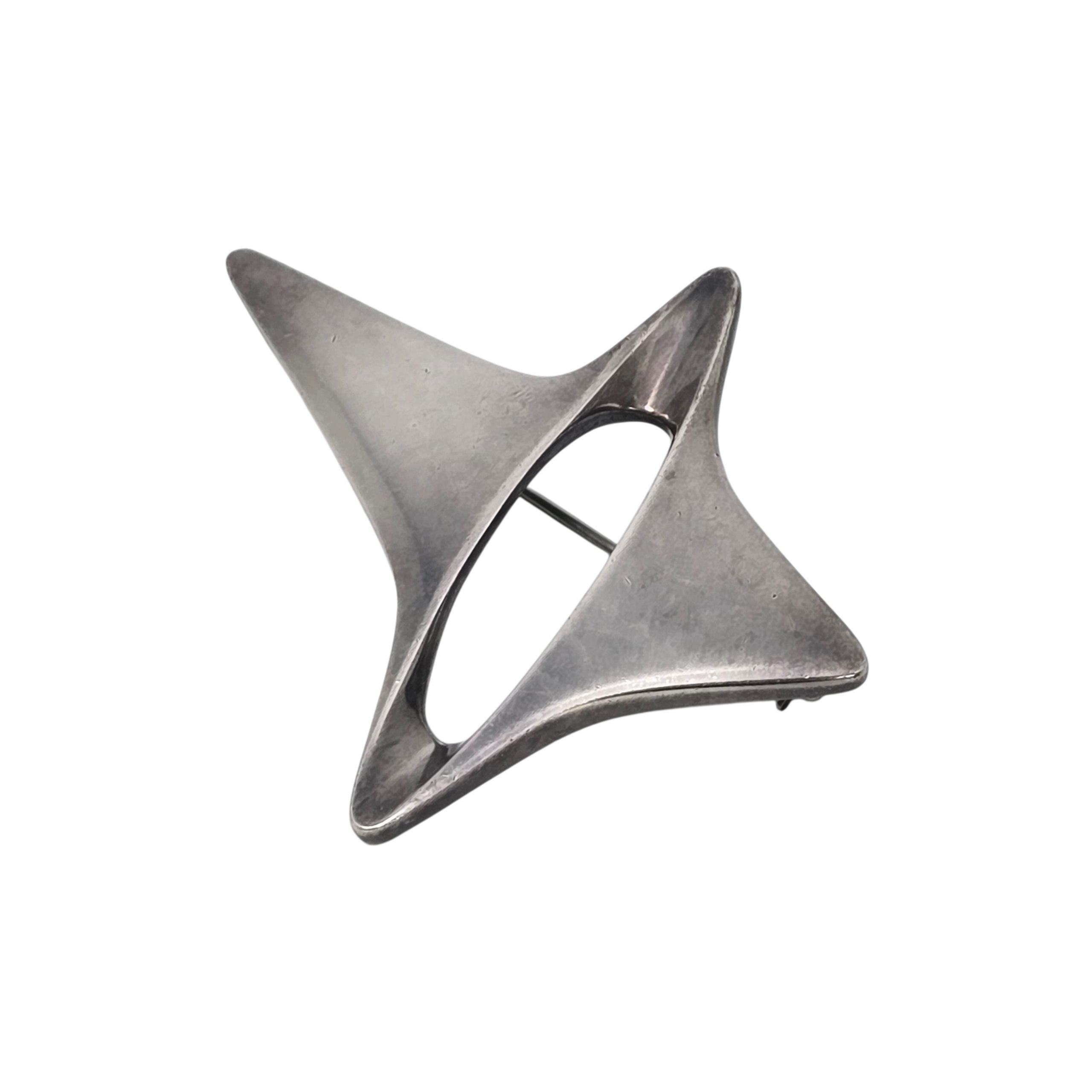 Georg Jensen Denmark Sterling Silver Pattern 339 Modern Star Pin/Brooch #22841 For Sale 2