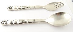 Georg Jensen Denmark Sterling Silver Pattern #54 Ornamental Salad Set