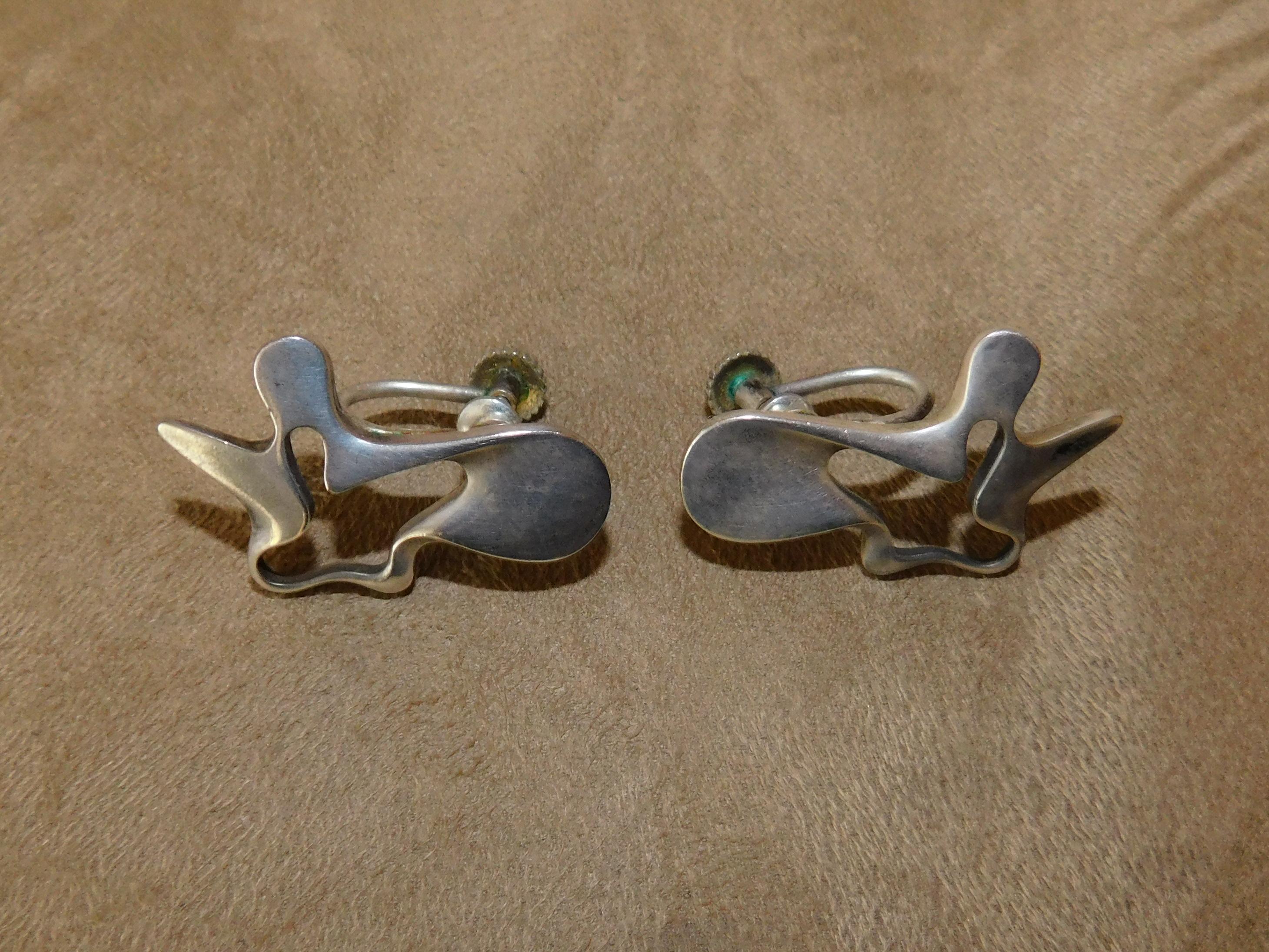 Juego de alfiler y pendientes Georg Jensen Dinamarca de plata de ley de Henning Koppel Silver en venta