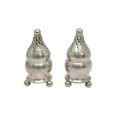 Georg Jensen Denmark Sterling Silver Salt and Pepper Shakers 410 w/Mono #21183