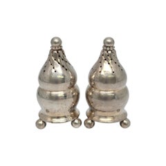 Georg Jensen Denmark Sterling Silver Salt and Pepper Shakers 410 w/Mono #21184