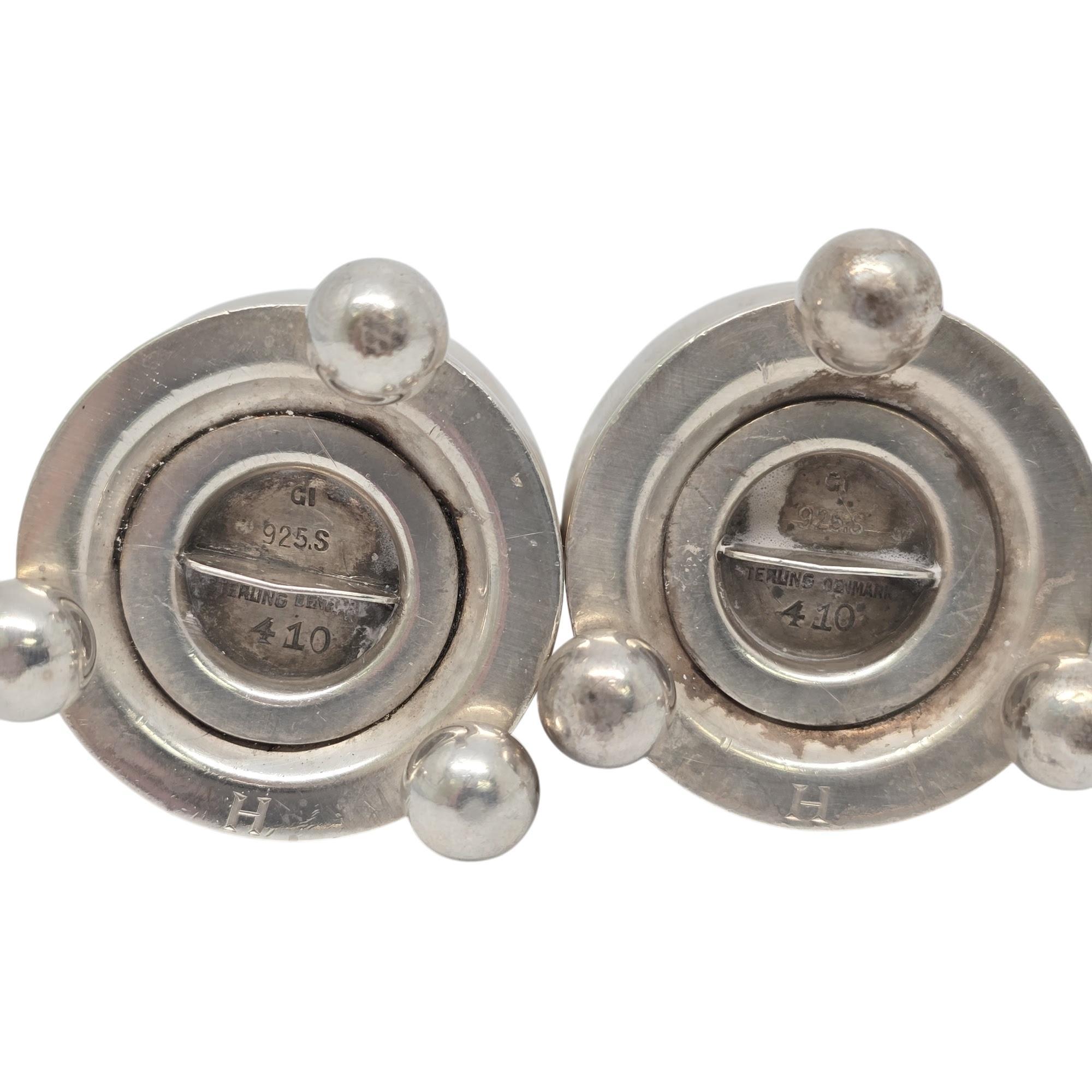 Georg Jensen Denmark Sterling Silver Salt and Pepper Shakers 410 w/Mono #21184 For Sale 5