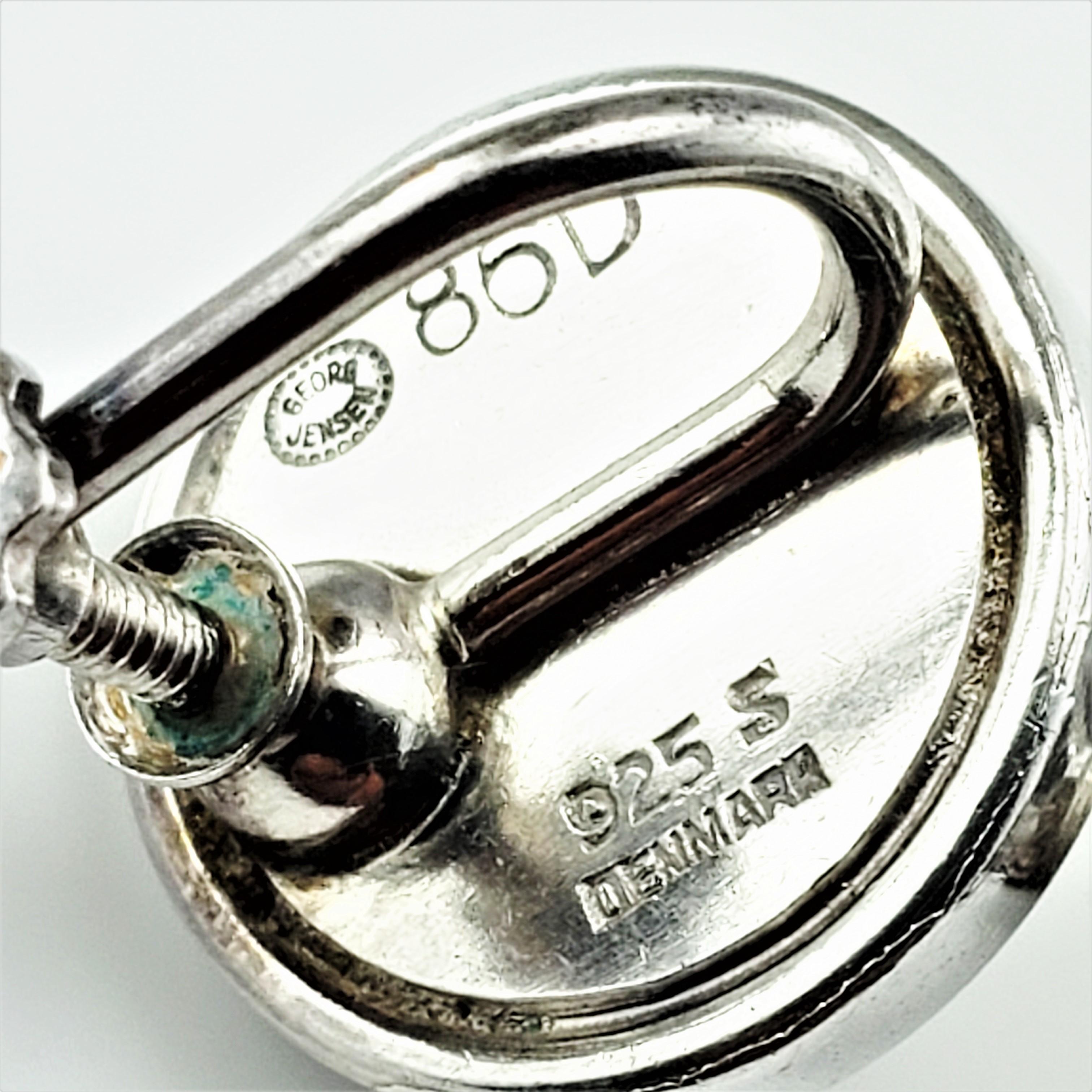 Georg Jensen Denmark Sterling Silver Screw Back Earrings #86D 1