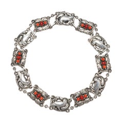 Georg Jensen Denmark Vintage Sterling + Coral Dove Set