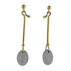 Georg Jensen Dew Drop Gold Diamond Earrings 1128