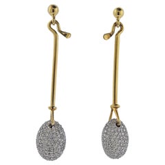 Georg Jensen Dew Drop Gold Diamond Earrings 1128