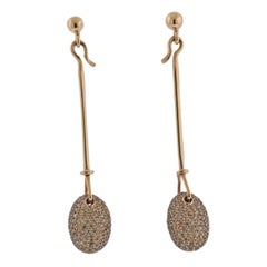 Georg Jensen Dew Drop Gold Fancy Diamond Drop Earrings 1144