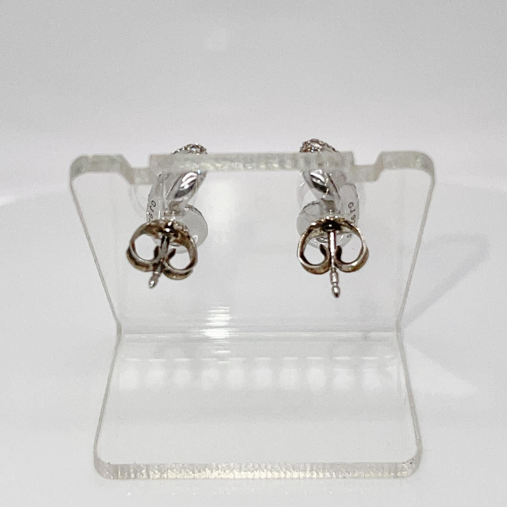 Georg Jensen Diamond & Sterling Silver Infinity Earrings  For Sale 1