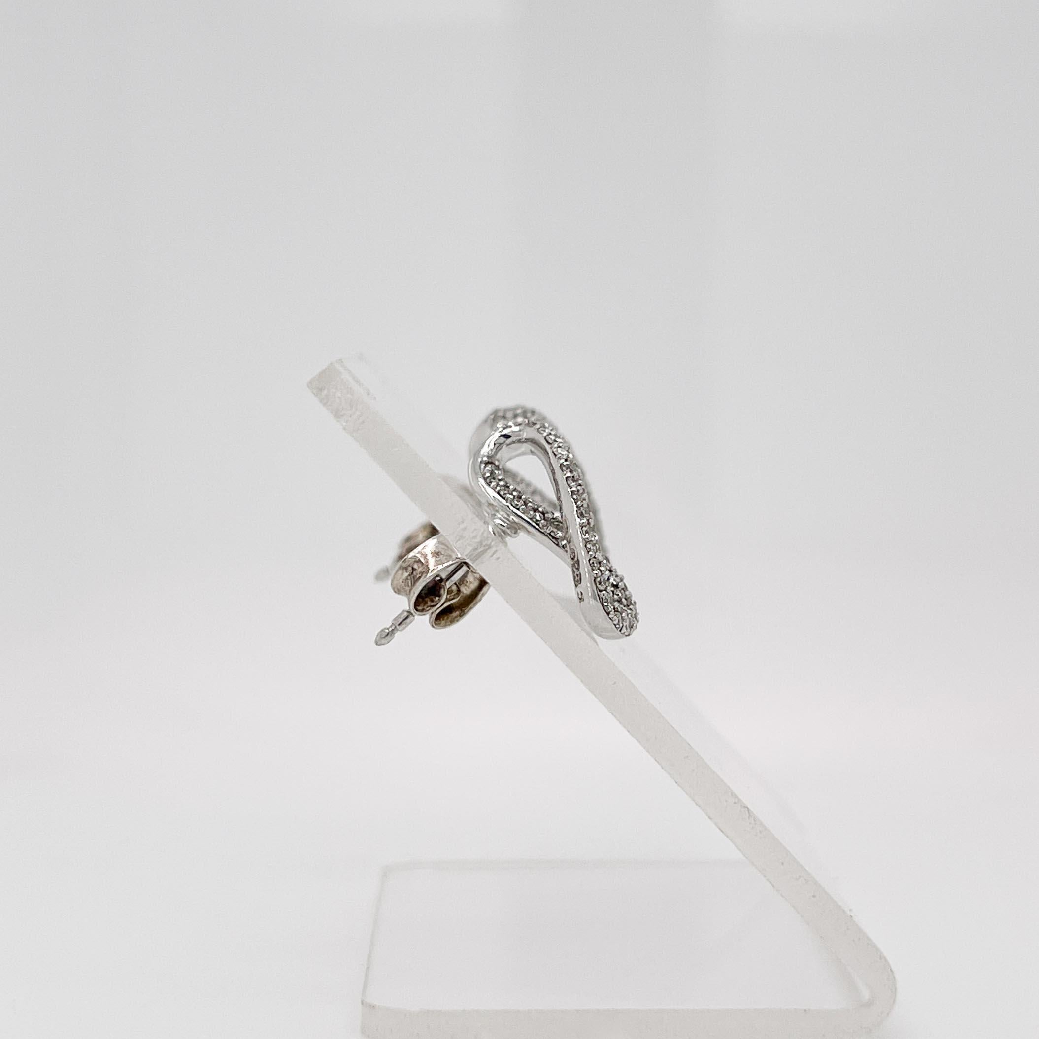 Georg Jensen Diamond & Sterling Silver Infinity Earrings  For Sale 4