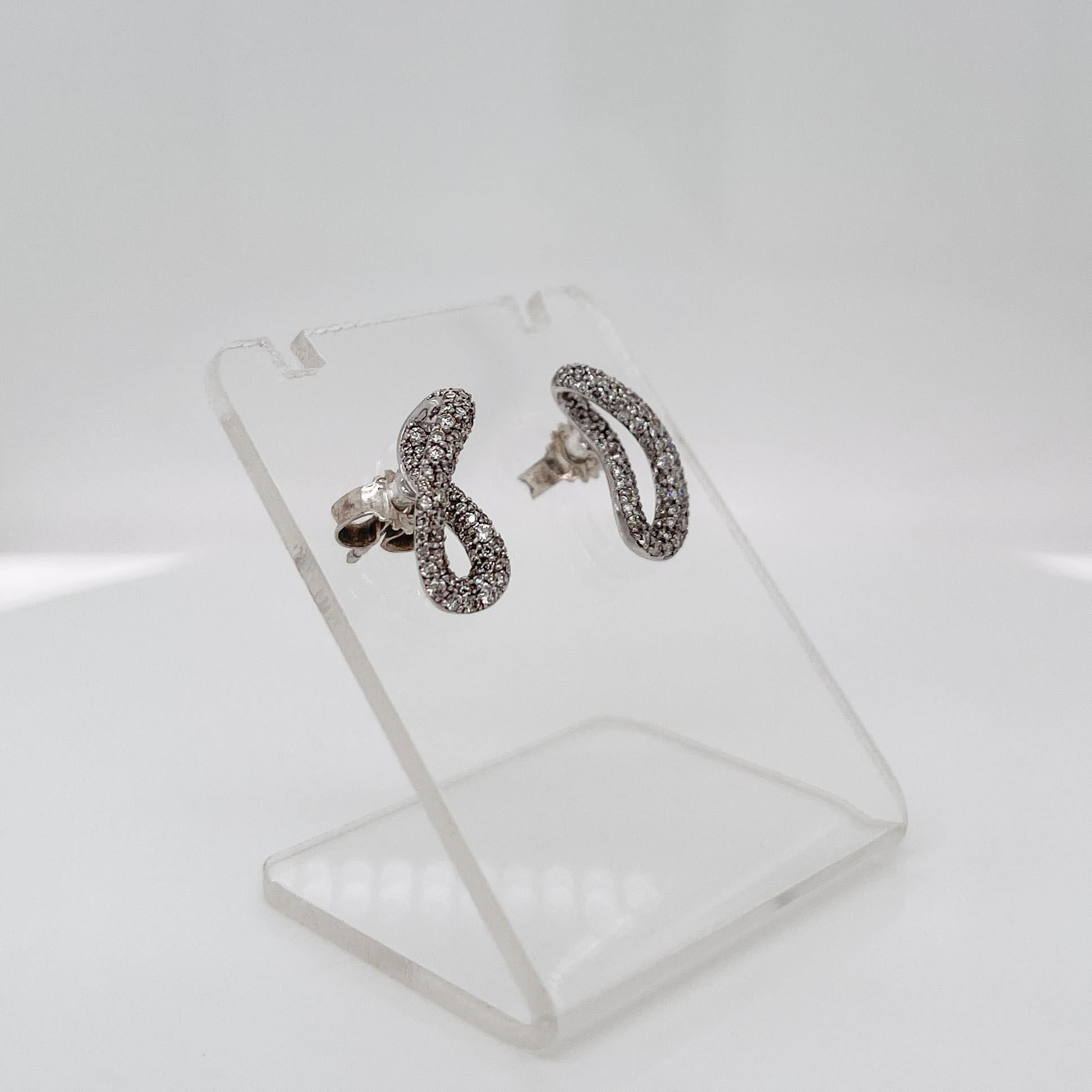 Georg Jensen Diamond & Sterling Silver Infinity Earrings  For Sale 5