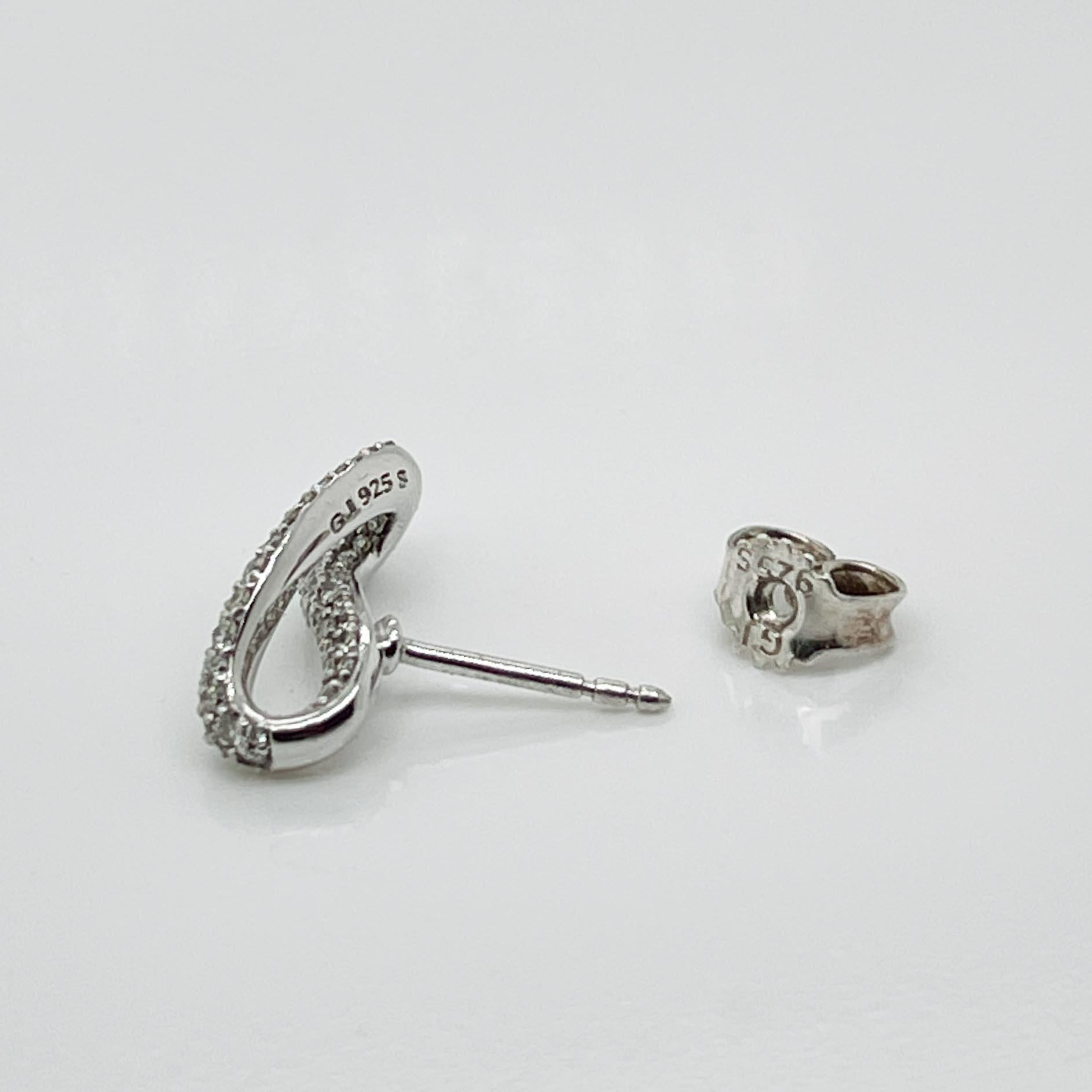 Georg Jensen Diamond & Sterling Silver Infinity Earrings  For Sale 8