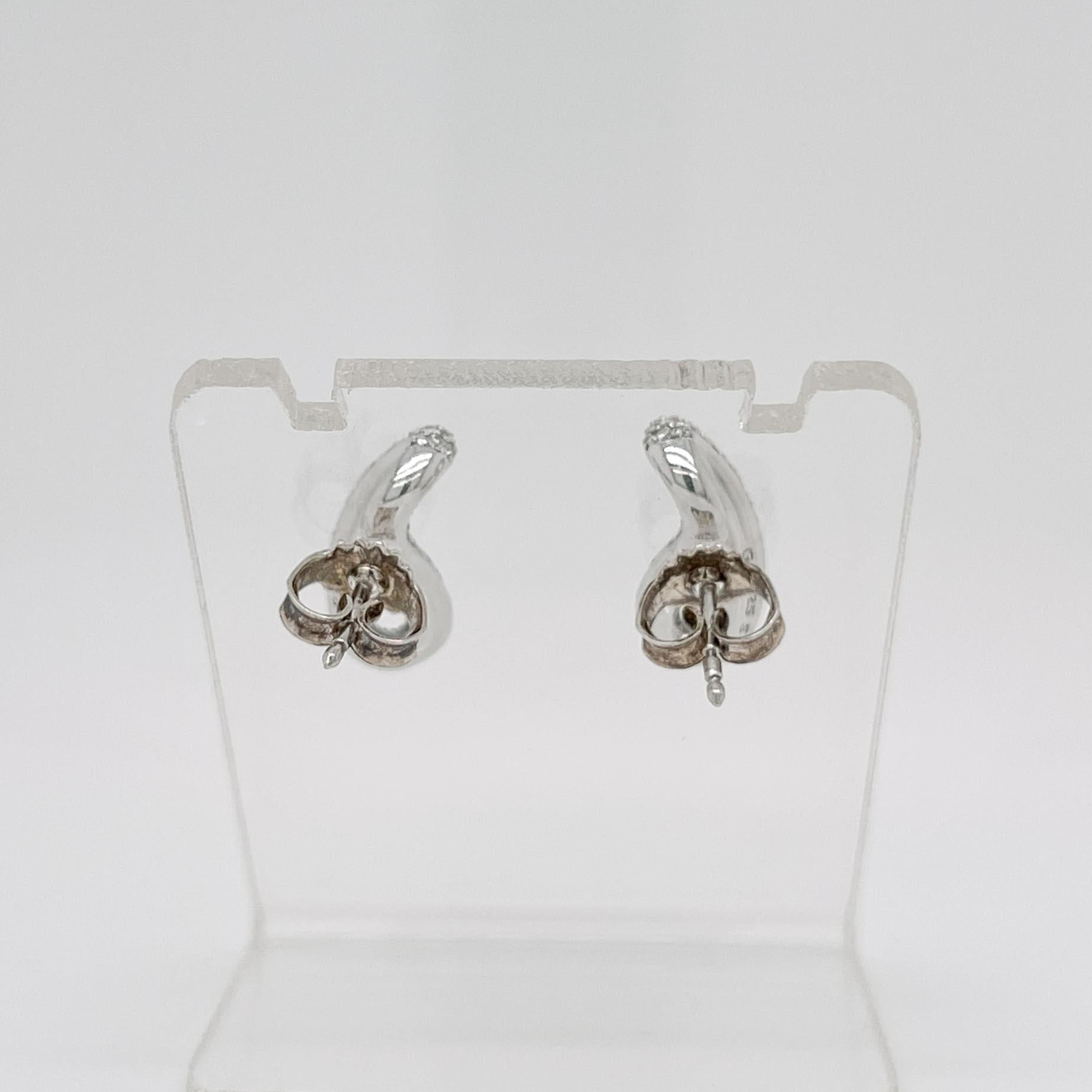 Georg Jensen Diamond & Sterling Silver Infinity Earrings  In Good Condition For Sale In Philadelphia, PA