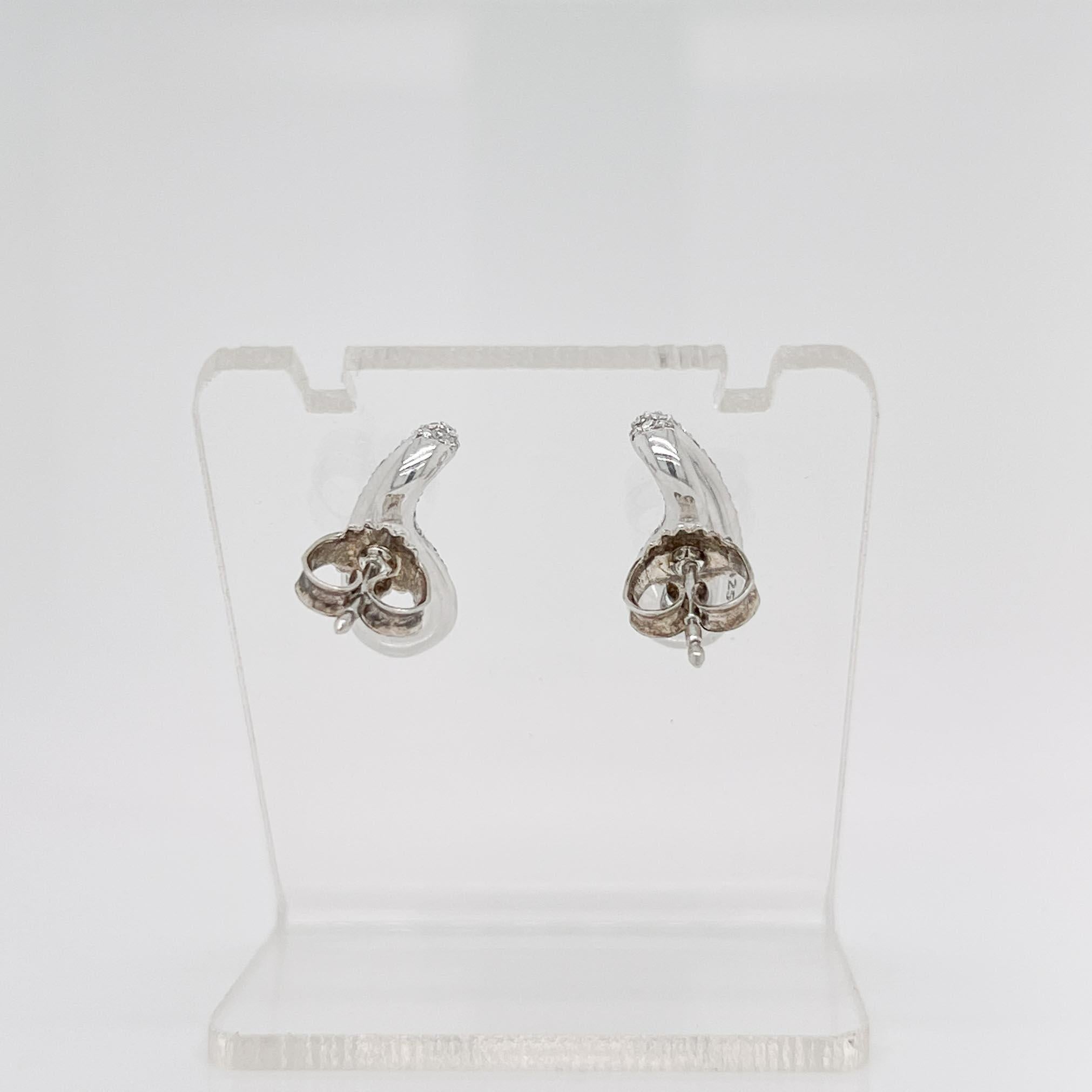 Women's Georg Jensen Diamond & Sterling Silver Infinity Earrings  For Sale