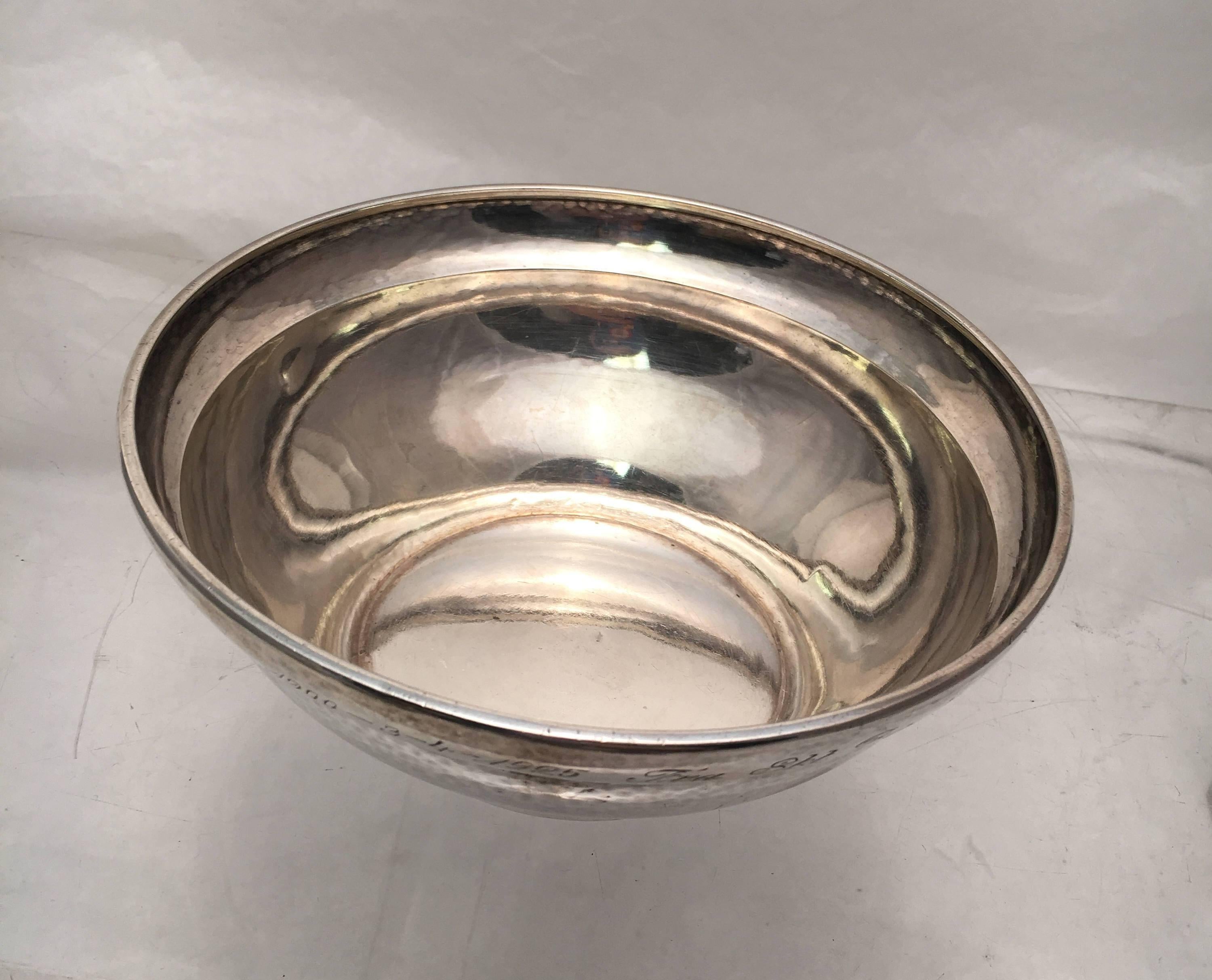 Danish Georg Jensen Early 20th Century Hand Hammered Sterling Silver Serving Bowl #416 For Sale