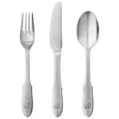 Georg Jensen Elephant Child's 3-Piece Cutlery Set in Steel by Jørgen Møller