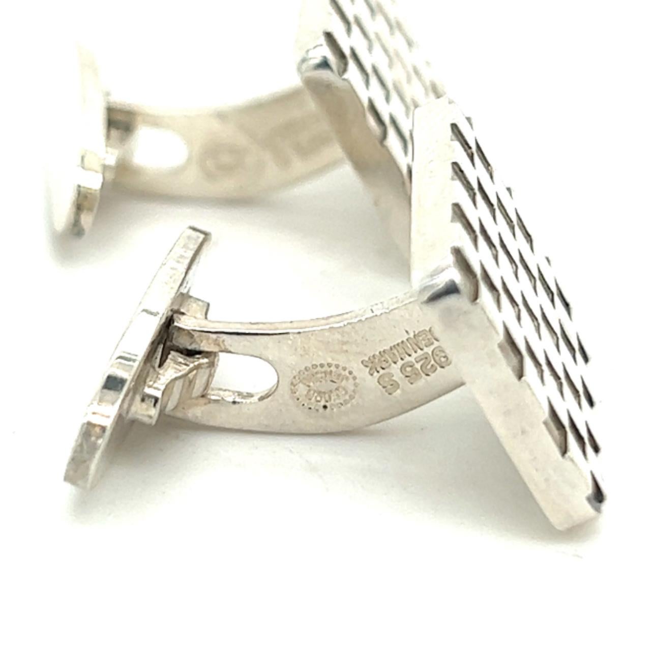 Georg Jensen Estate Checkerboard Cufflinks Silver In Good Condition For Sale In Brooklyn, NY