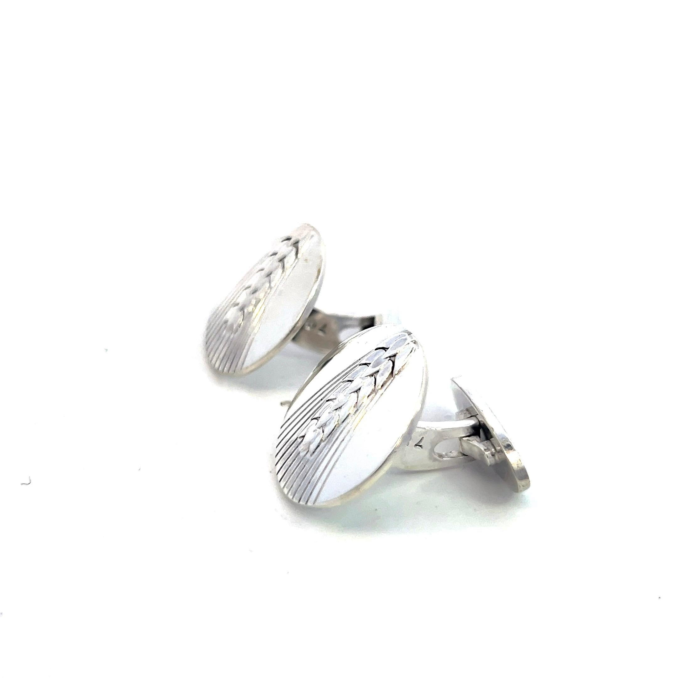 Georg Jensen Estate Cufflinks Sterling Silver 18 Grams In Good Condition For Sale In Brooklyn, NY