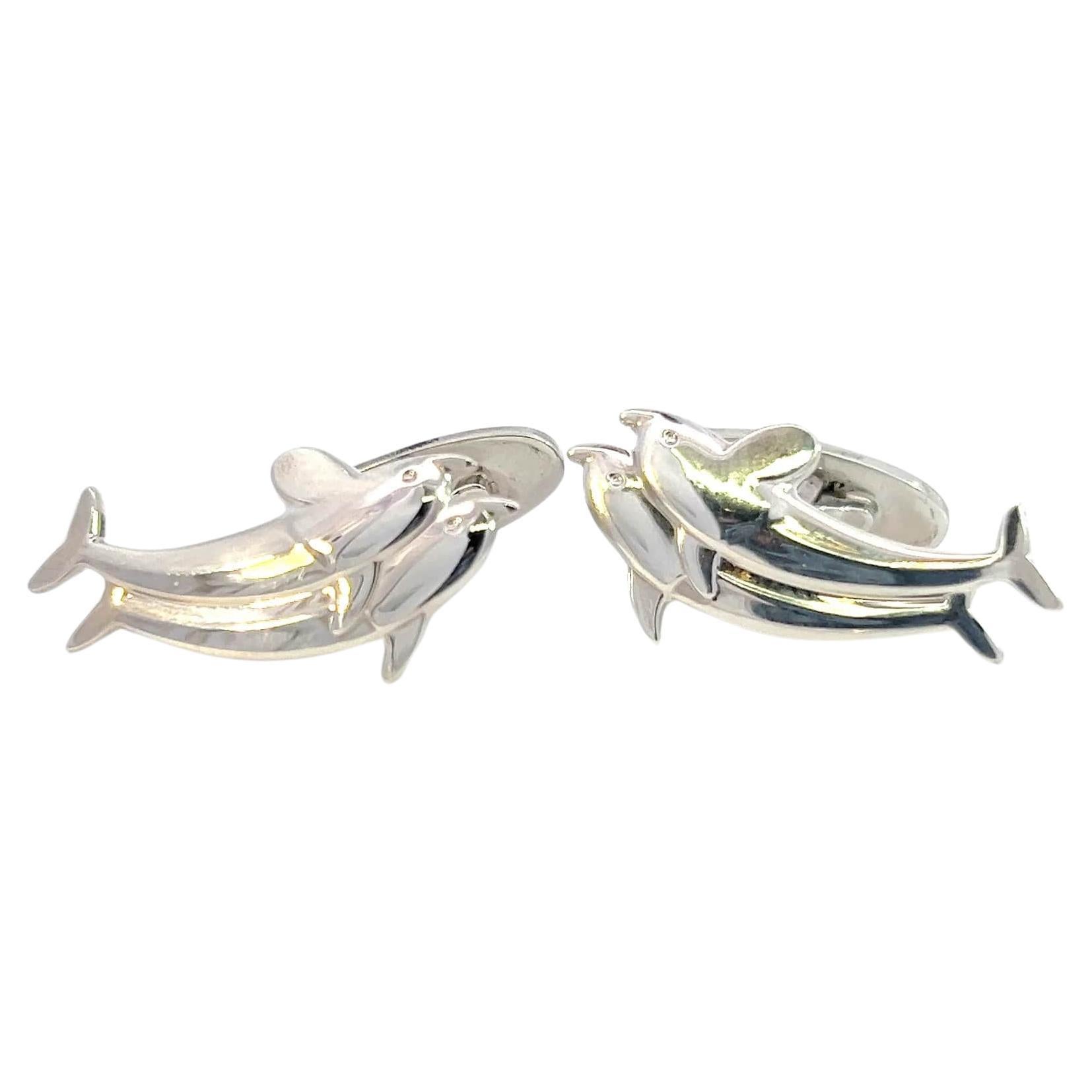 Georg Jensen Boutons de manchette dauphins de succession en argent sterling 