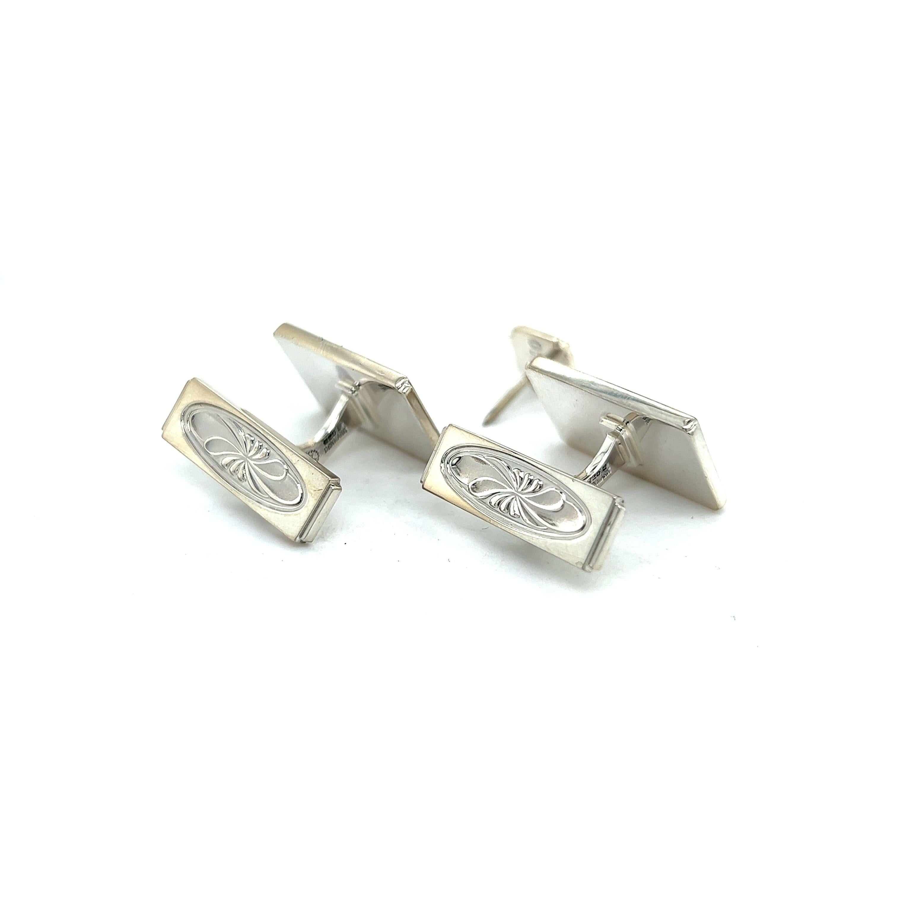 Georg Jensen Estate Mens Cufflinks Set with Tie Pin Without Back of Tie Pin For Sale 2