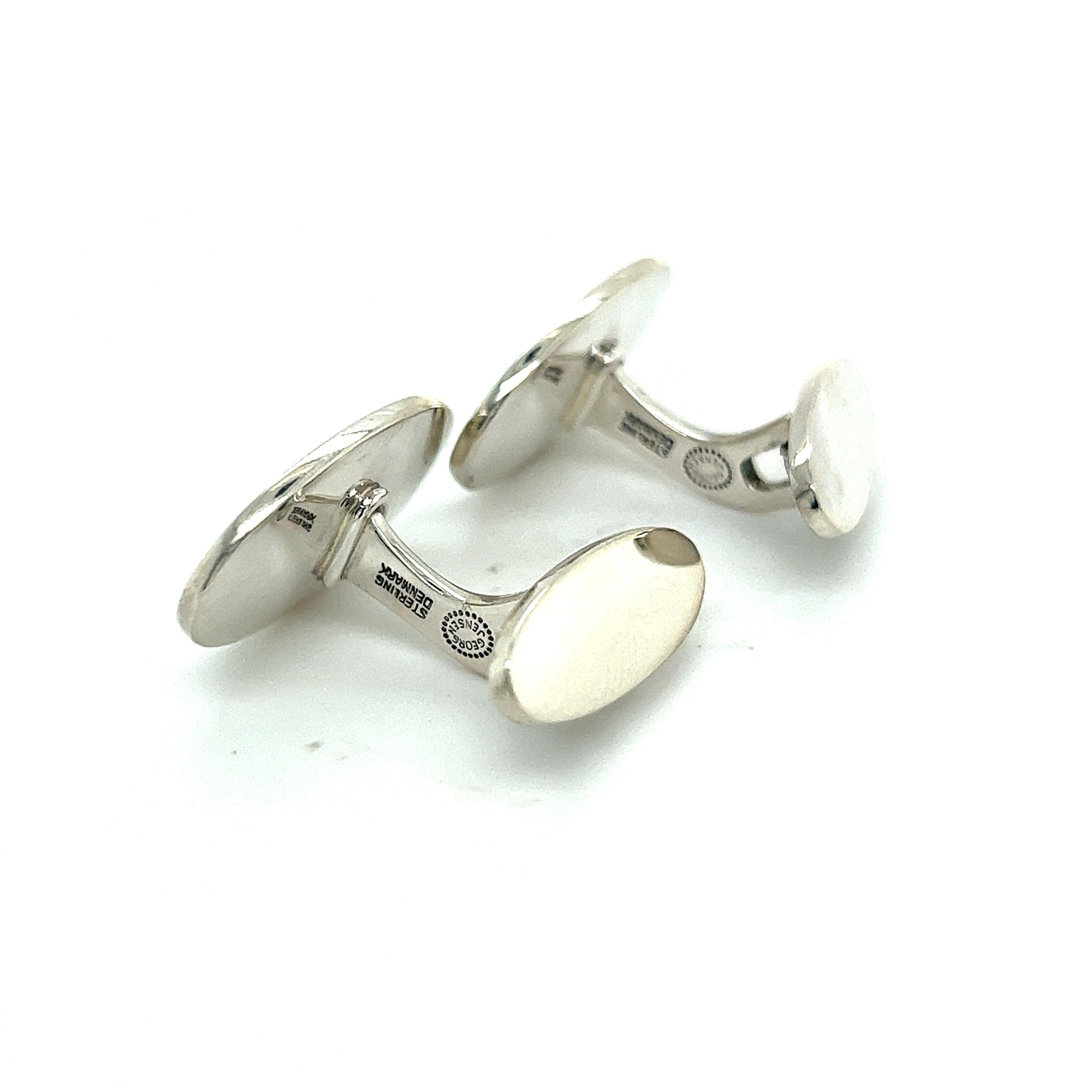 Georg Jensen Estate Mens Cufflinks Silver In Good Condition For Sale In Brooklyn, NY