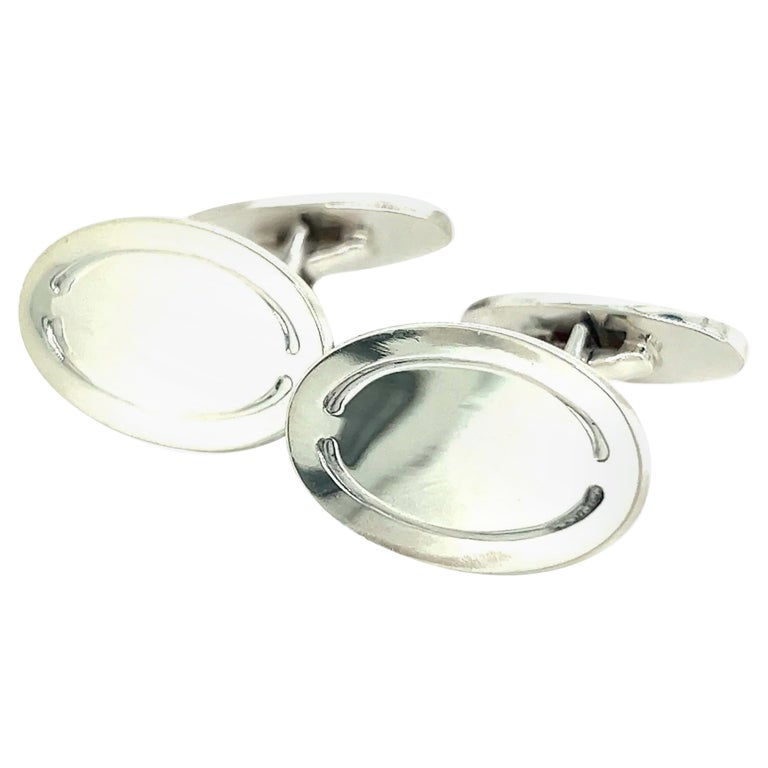 Boutons De Manchette Argent Massif – Design élégant – Occasion Très Bon état