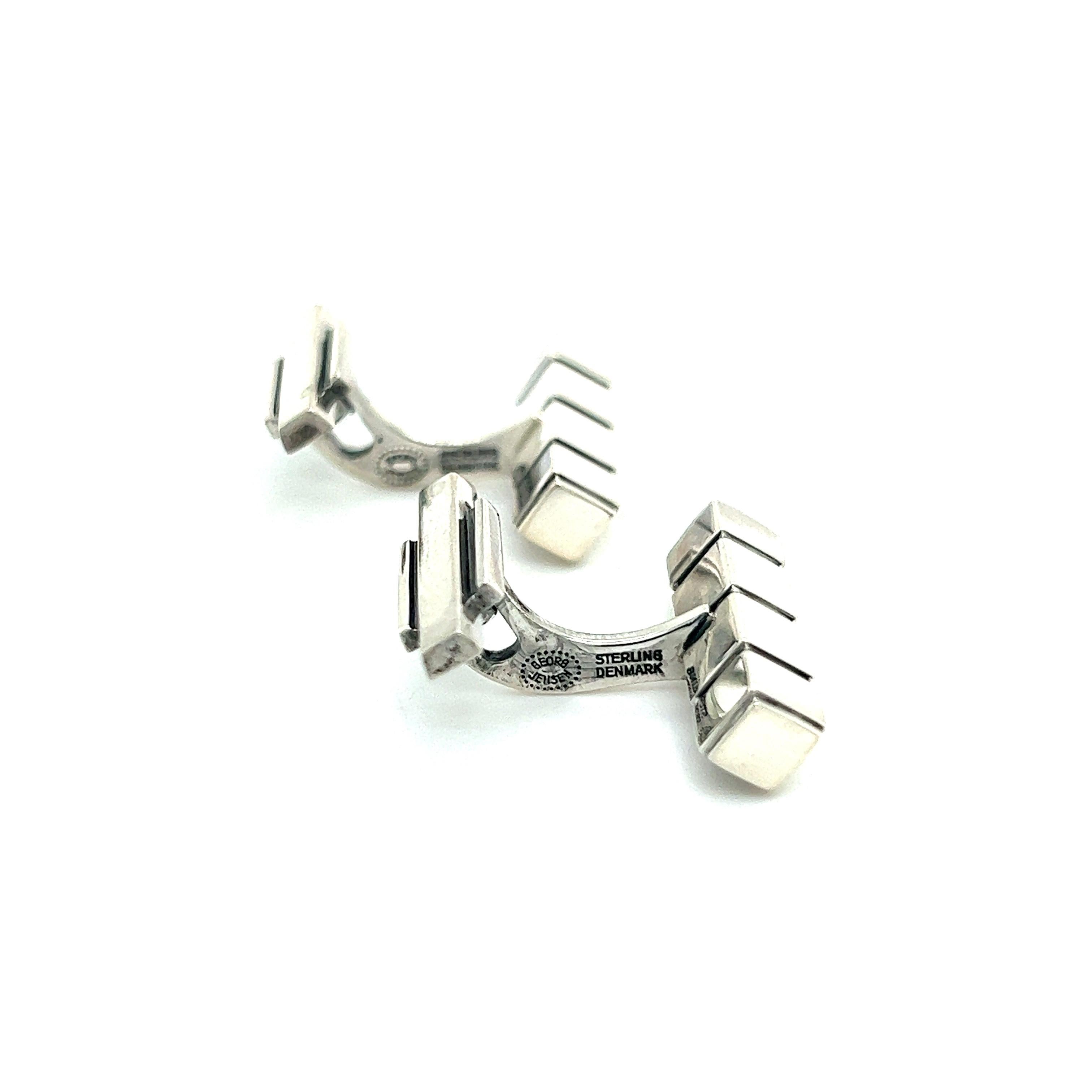 Georg Jensen Estate Mens Cufflinks Sterling Silver GJ29 In Good Condition For Sale In Brooklyn, NY