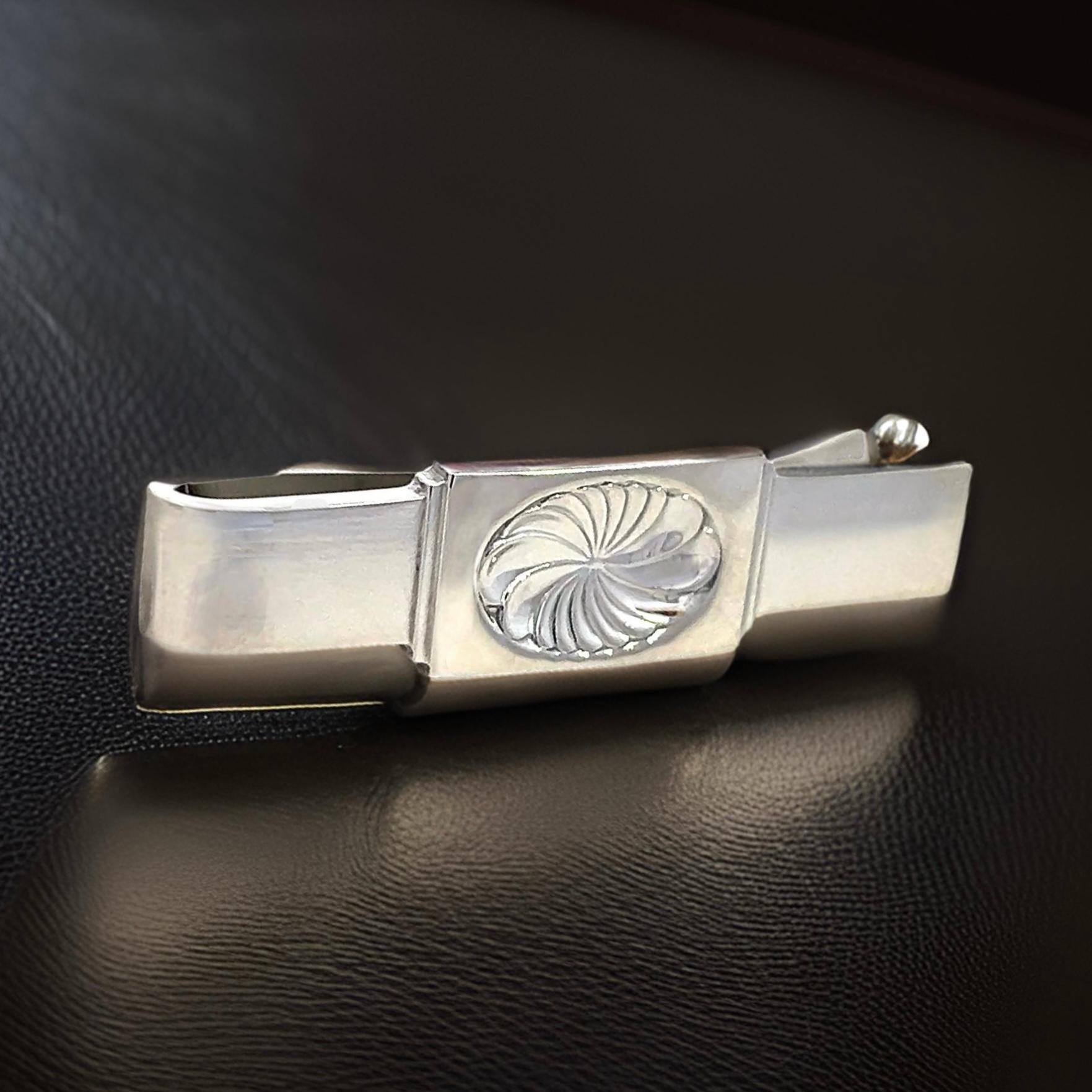 Georg Jensen Estate Money Clip Tie Clip Silver In Good Condition For Sale In Brooklyn, NY