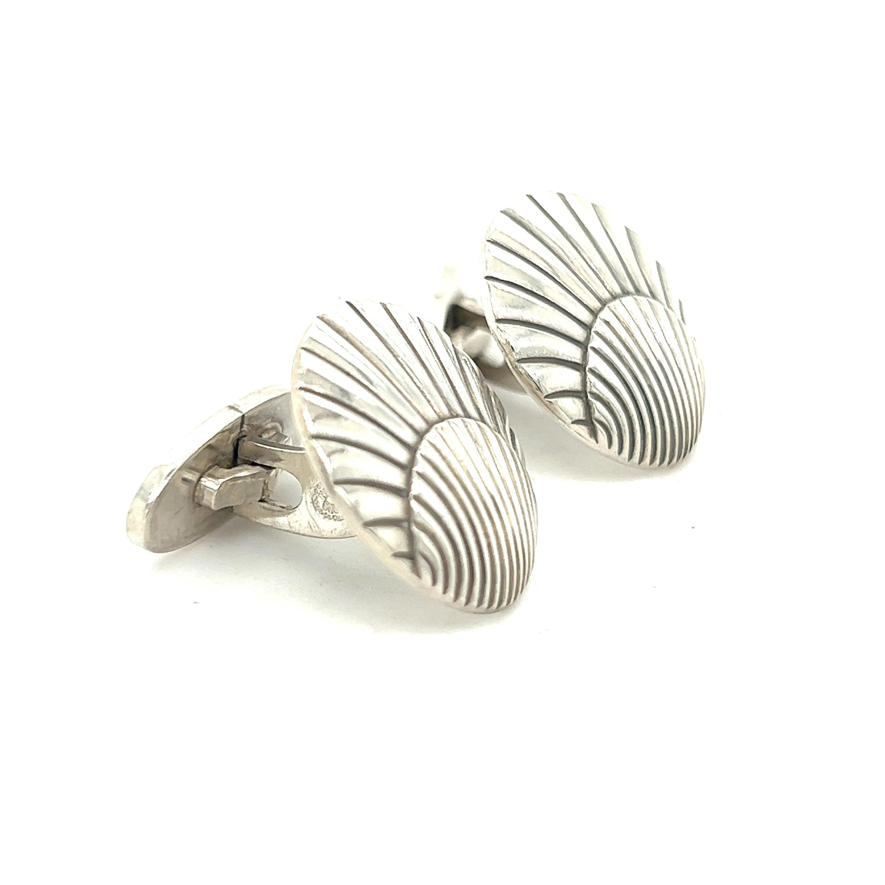 Georg Jensen Estate Seashell Cufflinks Silver For Sale 2
