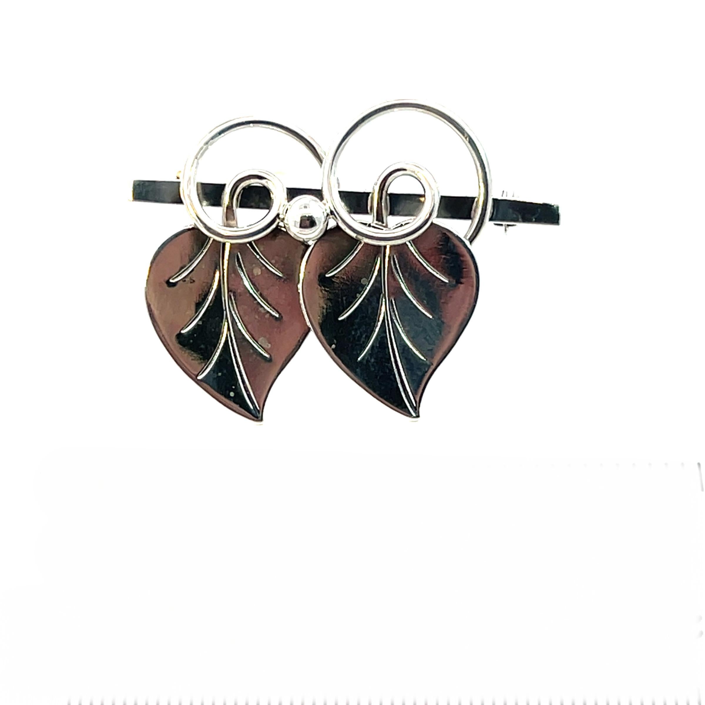 Georg Jensen Estate Vine Leaves Brosche Silber im Angebot 7