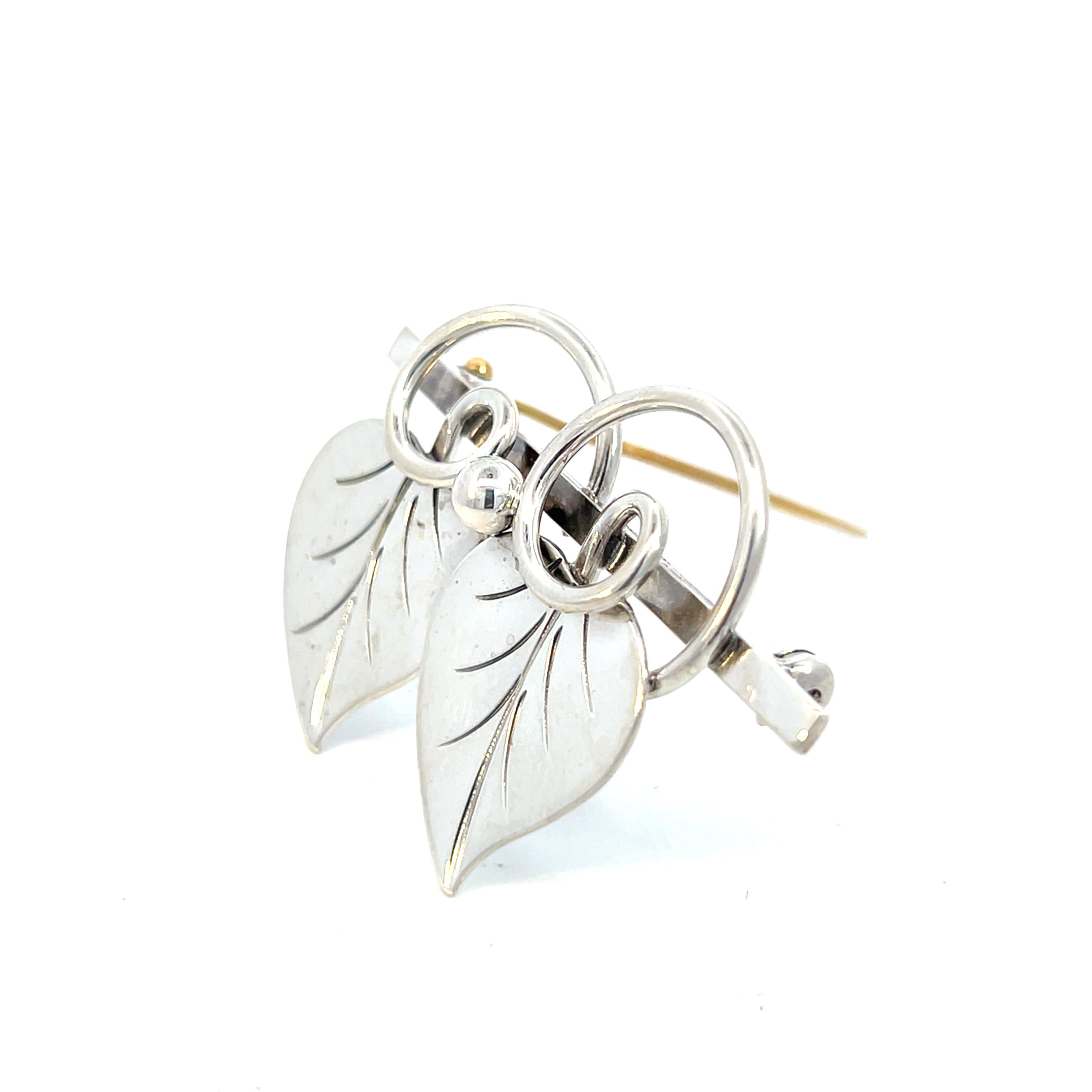 Georg Jensen Estate Vine Leaves Brosche Silber im Angebot 2