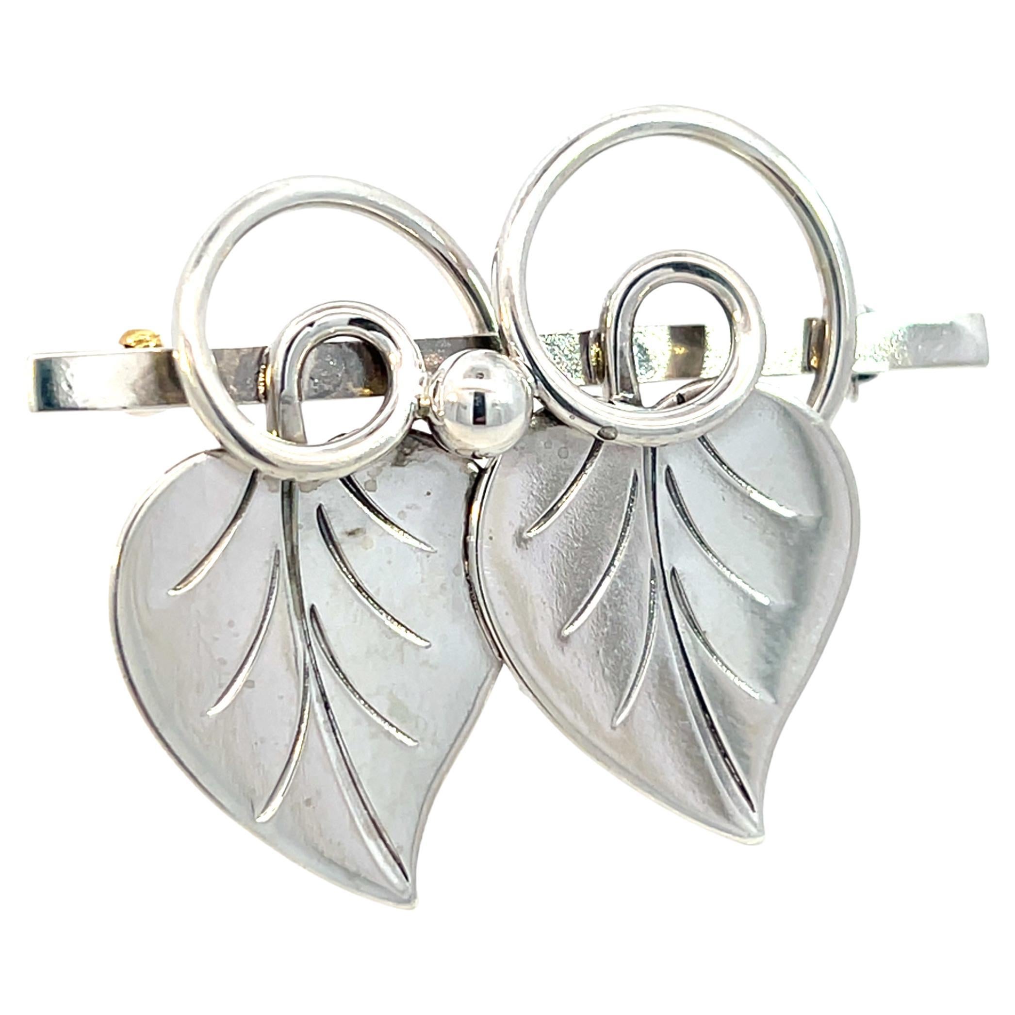 Georg Jensen Estate Vine Leaves Brooch Silver