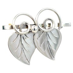 Vintage Georg Jensen Estate Vine Leaves Brooch Silver