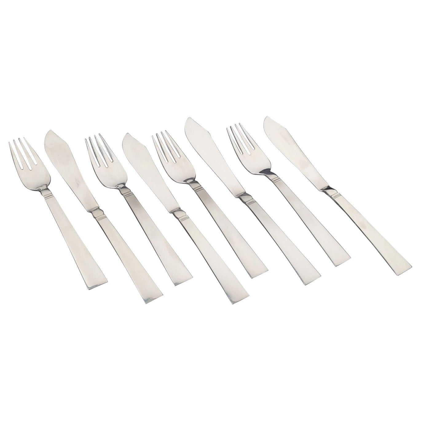 Georg Jensen. Fish cutlery for 4 persons, “Acadia / Blok”. For Sale