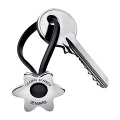 Georg Jensen Flower Key Ring in Steel and Black Polyurethanee by Klaus Rath