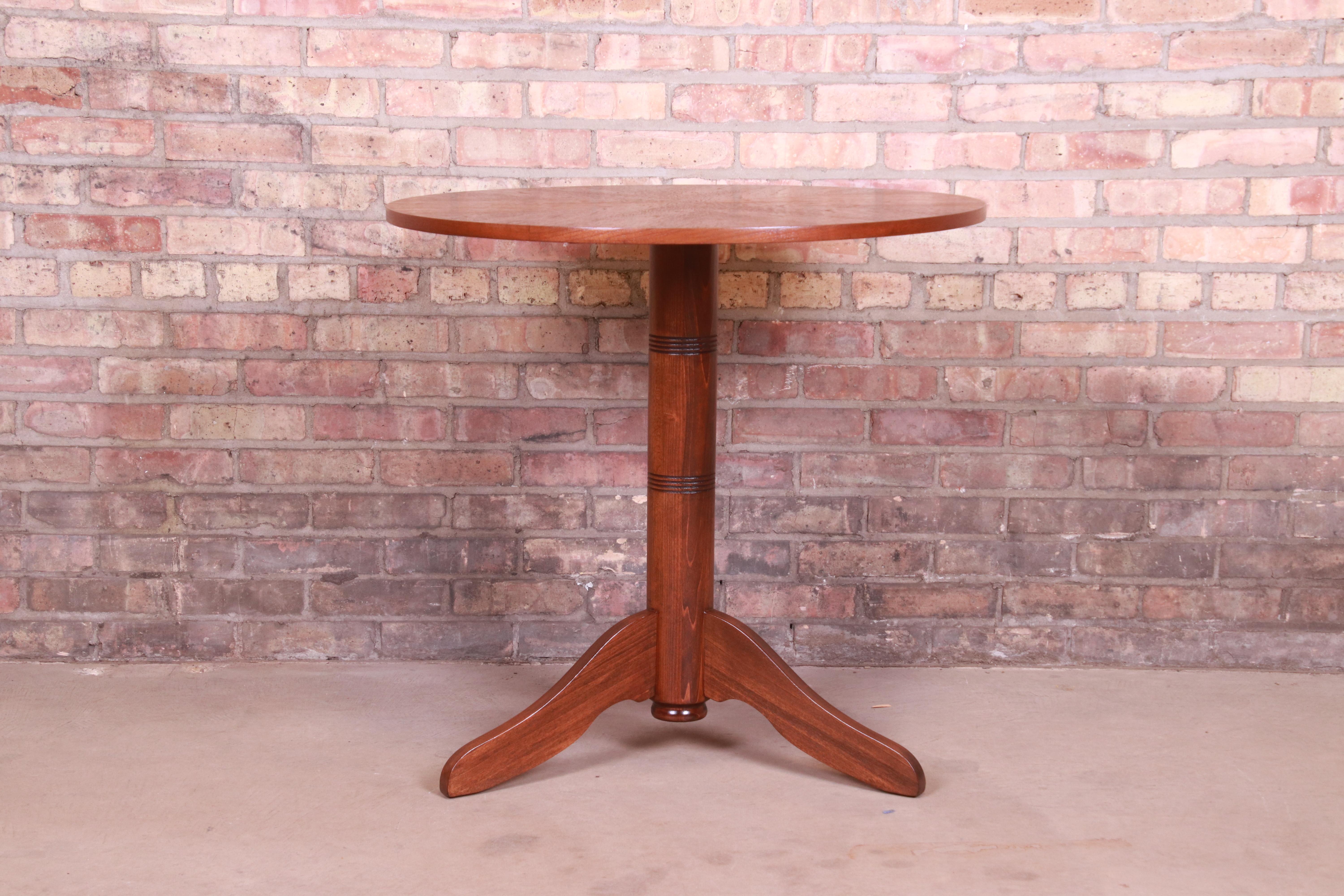 Georg Jensen for Kubus Danish Modern Teak Pedestal Side Table, Newly Refinished In Good Condition In South Bend, IN