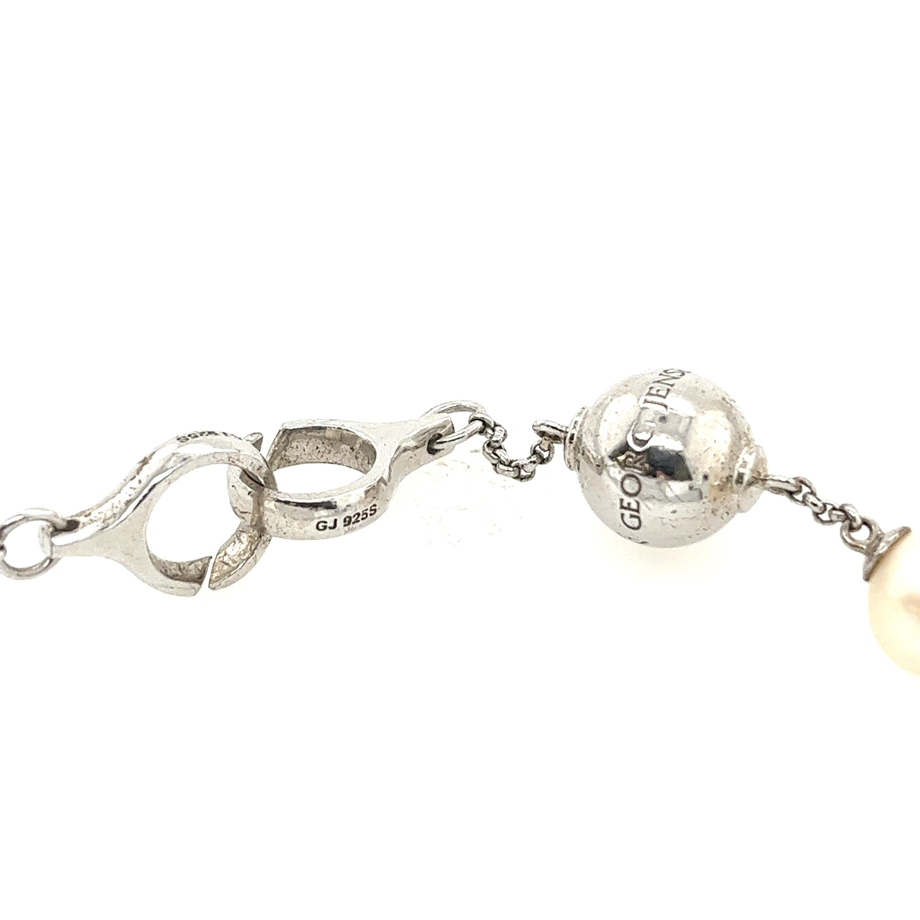 Georg Jensen - Süßwasserperlen-Halskette aus Sterlingsilber 56 Zoll (Rundschliff) im Angebot