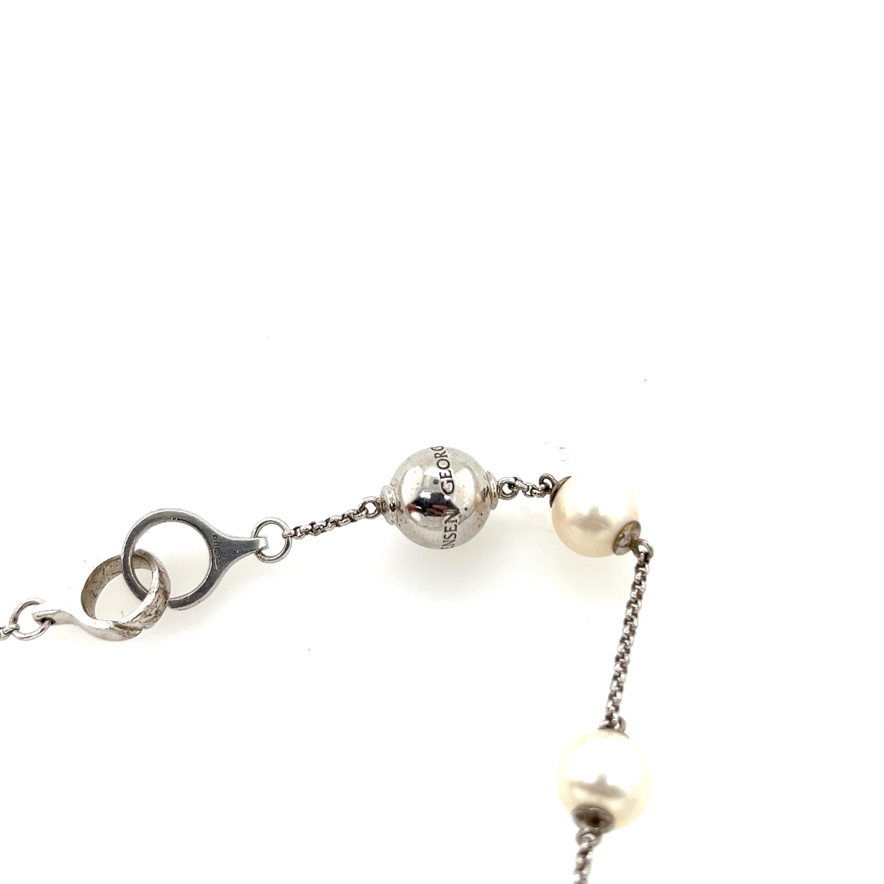 Georg Jensen - Süßwasserperlen-Halskette aus Sterlingsilber 56 Zoll im Zustand „Hervorragend“ im Angebot in London, GB