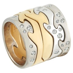 Georg Jensen Fusion 18K White & Yellow Gold Diamond 5 Piece Puzzle Ring