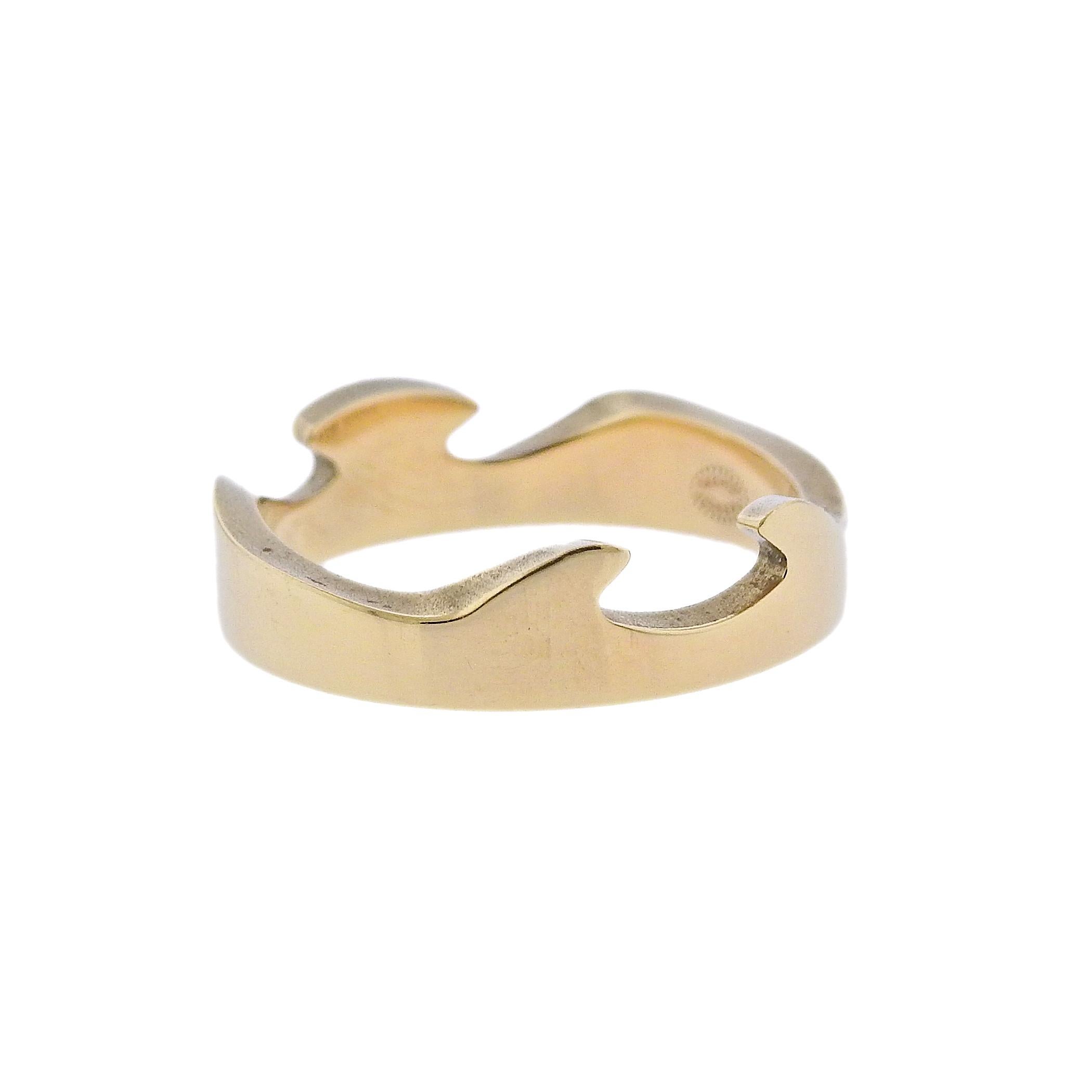  Georg Jensen yellow gold end ring from current Fusion collection. Design created by Nina Koppel for G. Jensen and consists of a single end ring. Ring is 4mm wide and available in following sizes: 51; 54; 56; 57. Weight is 5.9 grams. Marked: GJ,