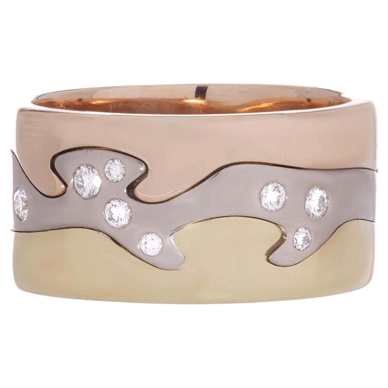 Georg Jensen Fusion 18kt. gold 3 piece stack ring with diamonds For ...